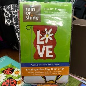 RAIN OR SHINE 12.5”x18” lady bug love small garden flag, spring, Valentine’s Day